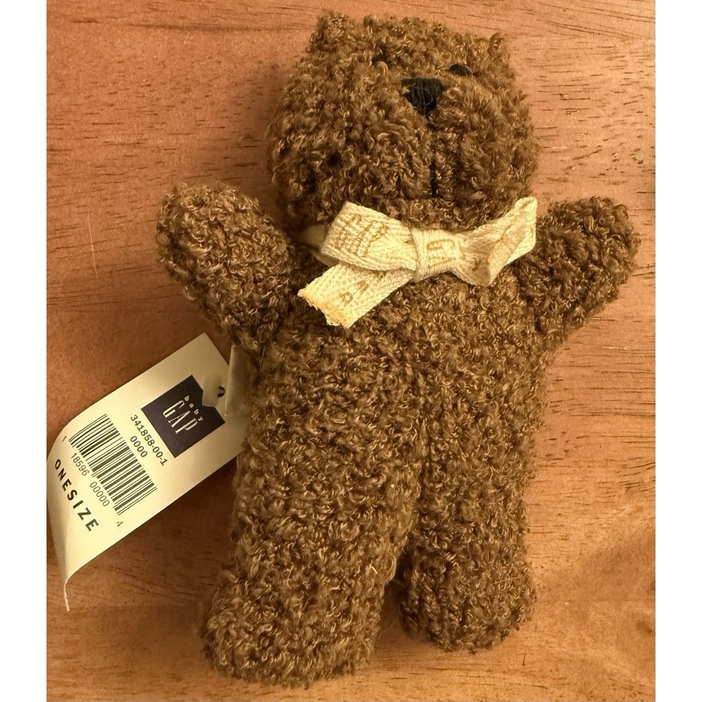 Vintage‎ Baby Gap Plush Stuffed Baby Teddy Bear Rattle Brown 6" New